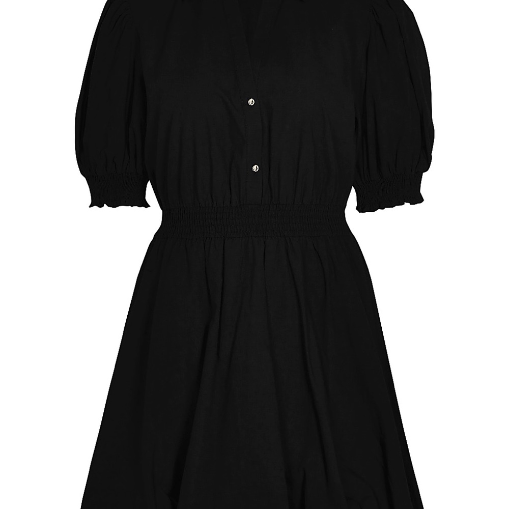 NWT River Island Black Puff Sleeve Mini Shirt Dress Size US 4 (UK 8) - Picture 6 of 10